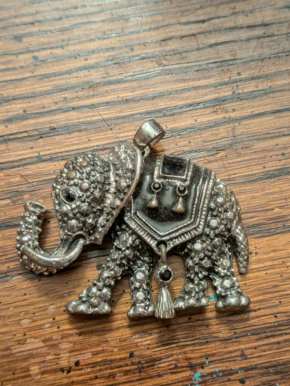 Silver-Tone Elephant Pendant Necklace Charm